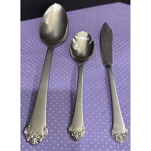 Oneida Princeton 3 Serving Pieces 18/10 Stainless Steel Spoon Sugar Butter VTG